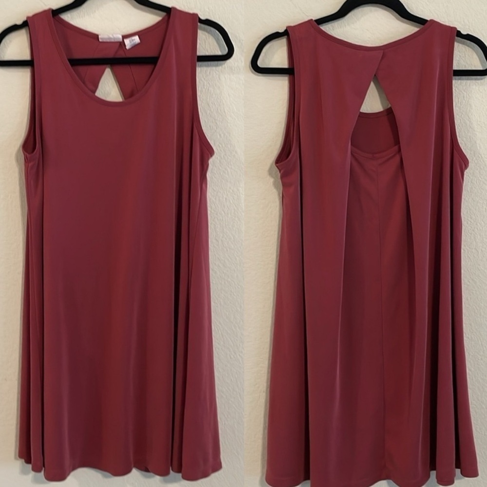 Sigrid Olsen Women’s Swing Midi Dress Medium Burgundy Lightweight Contemporary